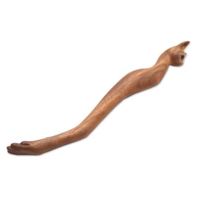 Alternate image for Cat Paw Wood Back Scratcher Hand Carved in Bali Kitty Comfort in Natural