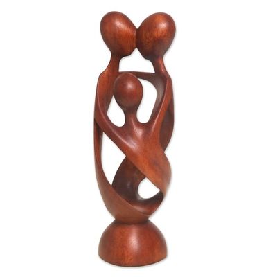 Alternate image for Hand Crafted Wood Family Statuette from Bali Family Spiral