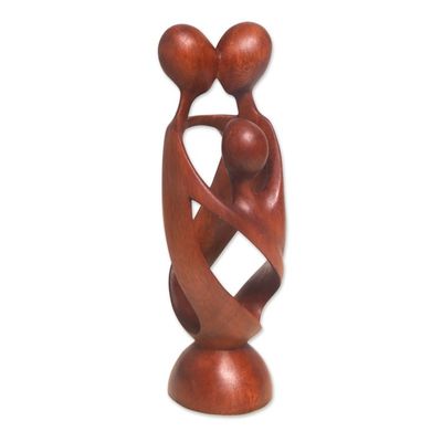 Alternate image for Hand Crafted Wood Family Statuette from Bali Family Spiral