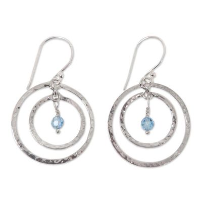Alternate image for Sterling Silver Dangle Earrings Blue Halo