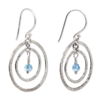 Alternate image for Sterling Silver Dangle Earrings Blue Halo