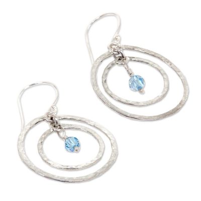 Alternate image for Sterling Silver Dangle Earrings Blue Halo
