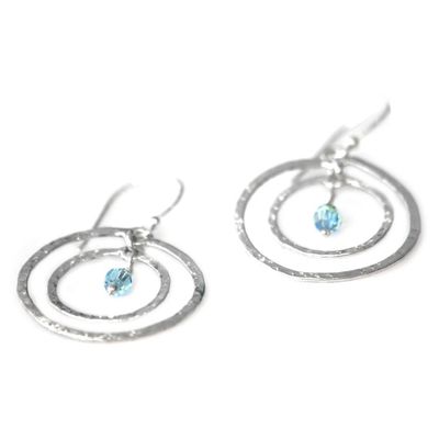 Alternate image for Sterling Silver Dangle Earrings Blue Halo