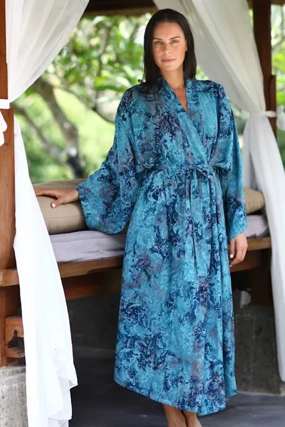 Alternate image for Batik Patterned Robe Sapphire Dreams