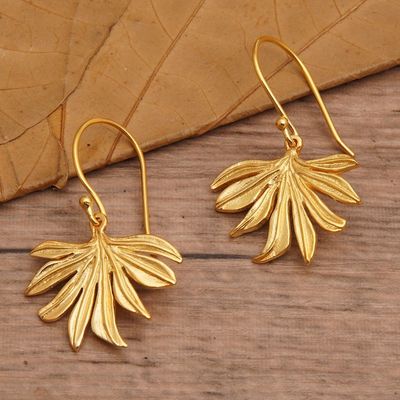 Main image for Palm Leaf-Shaped 18k Gold-Plated Brass Dangle Earrings Palms Victory