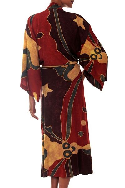 Alternate image for Womens Batik Patterned Robe Coral Reefs