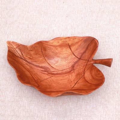 Alternate image for Suar Wood Leaf Catchall Crafted in Indonesia Floating Leaf