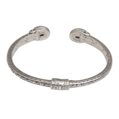 Alternate image for Modern Balinese Amethyst and 925 Silver Cuff Bracelet Magical Attraction