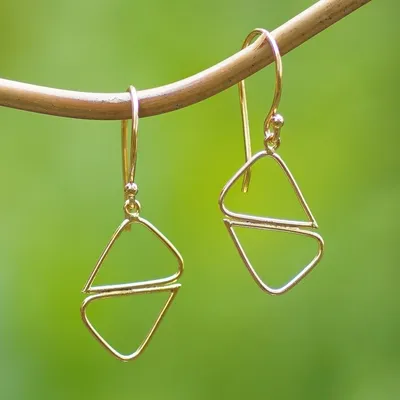 Main image for Geometric 18k Gold-Plated Brass Dangle Earrings from Bali Harmonious Dimensions