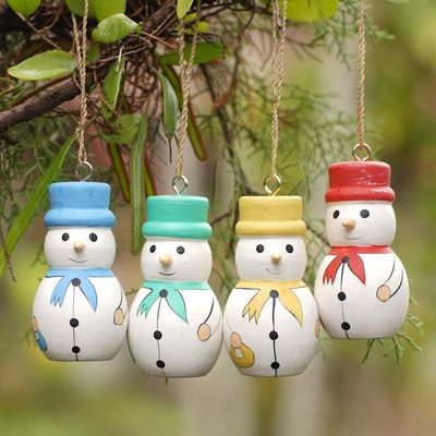 Alternate image for Snowmen Ornaments in Assorted Colors Set of 4 Dapper Snowmen