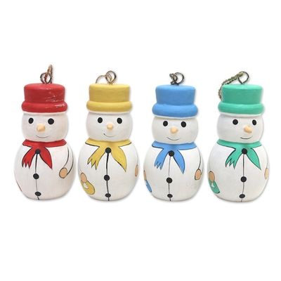 Alternate image for Snowmen Ornaments in Assorted Colors Set of 4 Dapper Snowmen