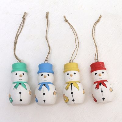 Alternate image for Snowmen Ornaments in Assorted Colors Set of 4 Dapper Snowmen