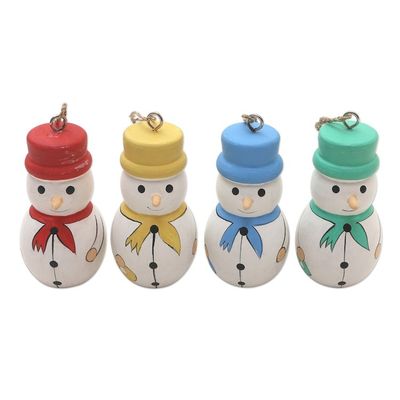 Alternate image for Snowmen Ornaments in Assorted Colors Set of 4 Dapper Snowmen