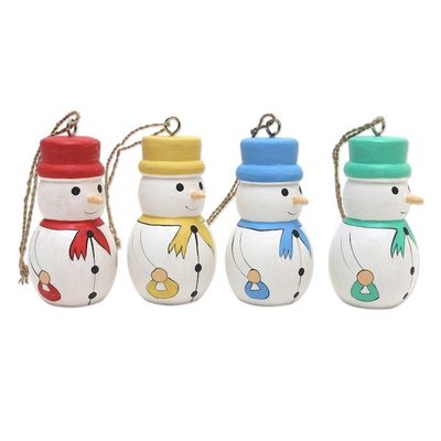 Alternate image for Snowmen Ornaments in Assorted Colors Set of 4 Dapper Snowmen