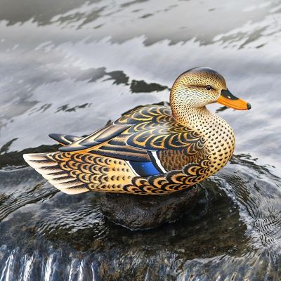 Alternate image for Hand Painted Wood Female Mallard Duck Statuette from Bali Elegant Mallard