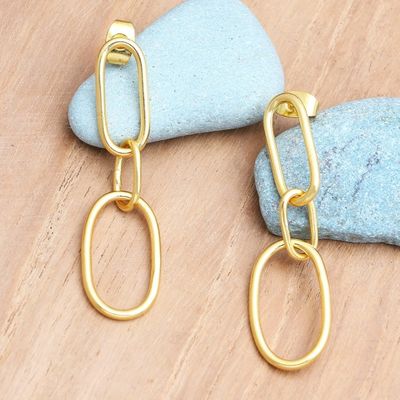 Main image for Handmade 18k Gold-plated Dangle Link Earrings from Indonesia Link the Chain