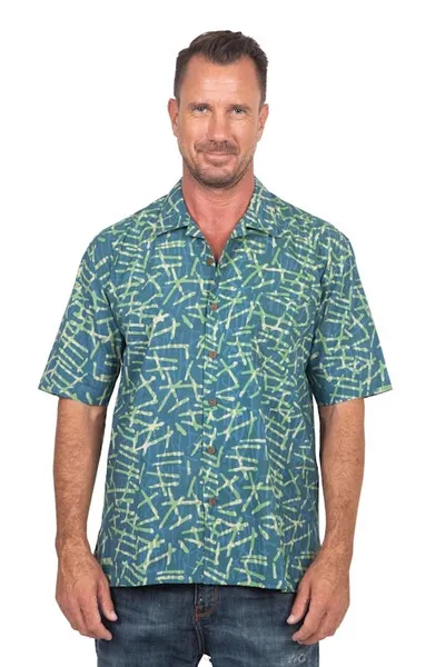 Alternate image for Mens Casual Batik Cotton Shirt Choppy Water