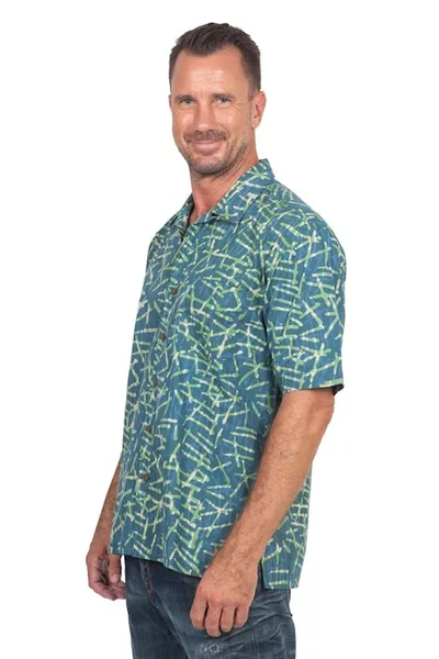 Alternate image for Mens Casual Batik Cotton Shirt Choppy Water