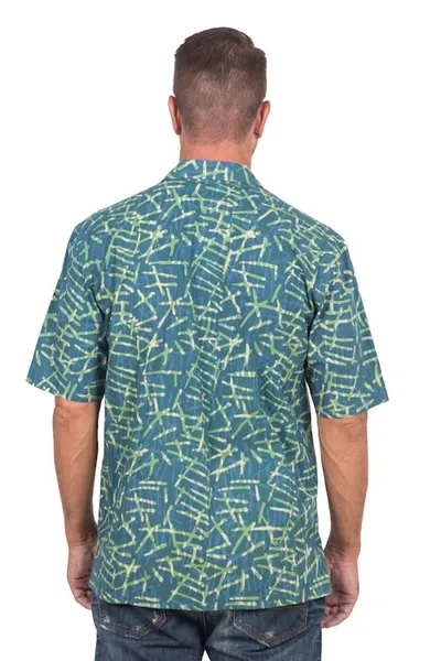 Alternate image for Mens Casual Batik Cotton Shirt Choppy Water