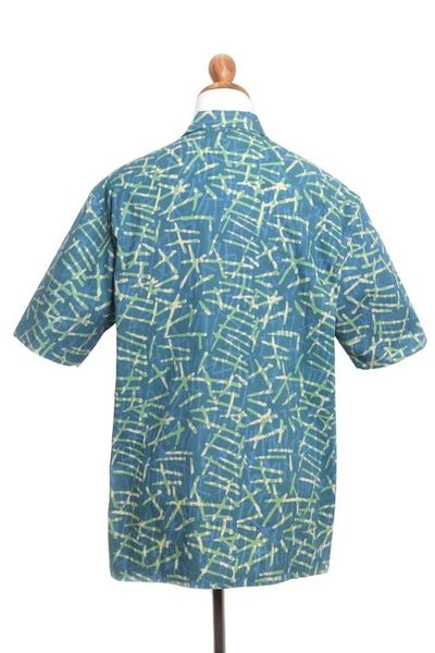 Alternate image for Mens Casual Batik Cotton Shirt Choppy Water