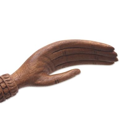 Alternate image for Turtle Themed Wood Back Scratcher Hand Carved in Bali Turtle Relief in Natural