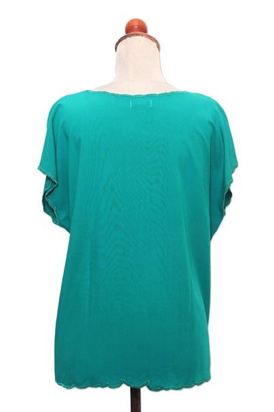 Alternate image for Green Short-Sleeved Rayon Blouse Timeless Tee in Green