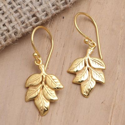 Main image for Gold-Plated Brass Leaf Dangle Earrings Betel Leaves