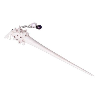 Alternate image for Bone and Cultured Pearl Dragonfly Hair Pin from Bali Dragonfly Home