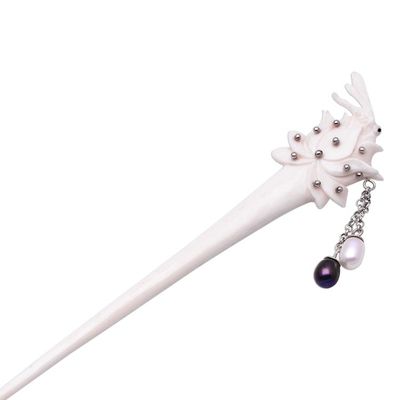 Alternate image for Bone and Cultured Pearl Dragonfly Hair Pin from Bali Dragonfly Home
