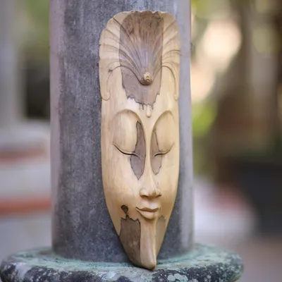 Alternate image for Wood Mask from Indonesia Mask with Flower