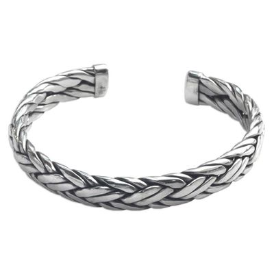 Alternate image for Mens Modern Sterling Silver Cuff Bracelet Flowing Water