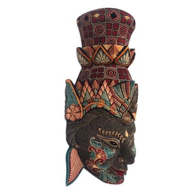 Alternate image for Handcrafted Batik Pule Wood Rama Mask with Bird Detail Powerful Rama