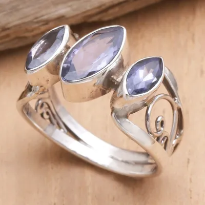 Alternate image for Amethyst and Sterling Silver Cocktail Ring Spark