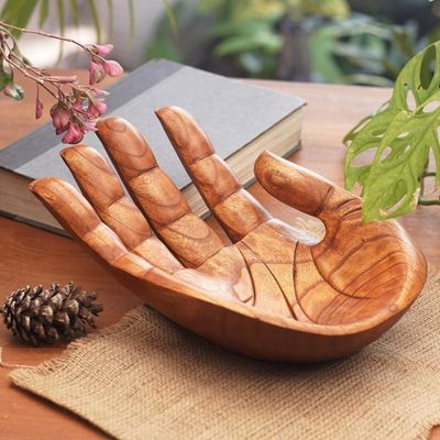 Main image for Signed Handcarved Wood Hand Sculpture from Bali Praise and Gratitude