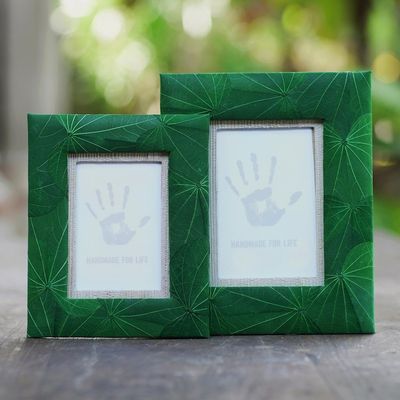 Alternate image for Artisan Crafted Natural Fiber Photo Frames 4x6 and 3x5 Autumn Spirit in Green