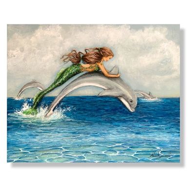 Alternate image for Mermaid and Dolphin Acrylic Painting