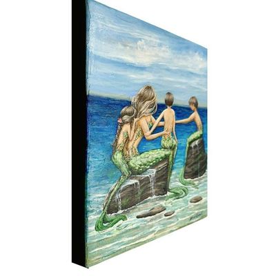 Alternate image for Mermaid Family Seascape Acrylic Painting