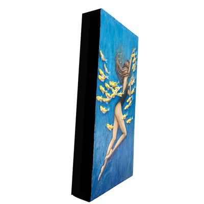 Alternate image for Woman swimming underwater with fish painting