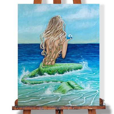Alternate image for Mermaid at Sea Acrylic Painting