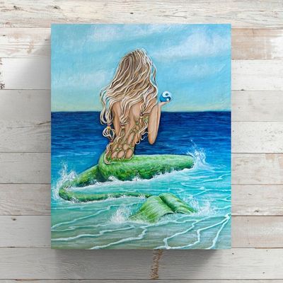 Alternate image for Mermaid at Sea Acrylic Painting