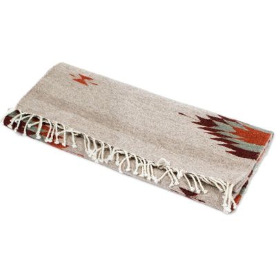 Alternate image for Handwoven Geometric Grey and Brown Zapotec Wool Runner 2x6 Chocolate Gleams