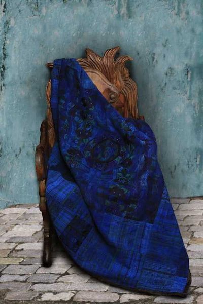 Alternate image for Vivid Blue Huipile Throw Blanket