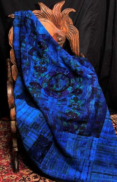 Alternate image for Vivid Blue Huipile Throw Blanket