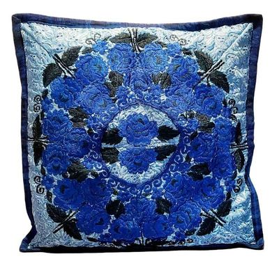 Alternate image for Vivid Blue Embroidered Guatemalan Throw Pillow Cover