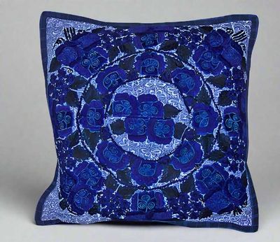 Alternate image for Vivid Blue Embroidered Guatemalan Throw Pillow Cover