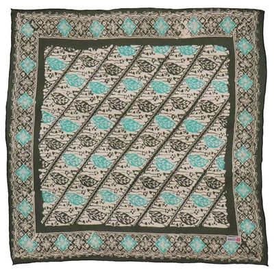 Alternate image for Batik Bandana, Soft Lightweight Cotton, Leaf Lovers, Hand Dyed, Lime Cream