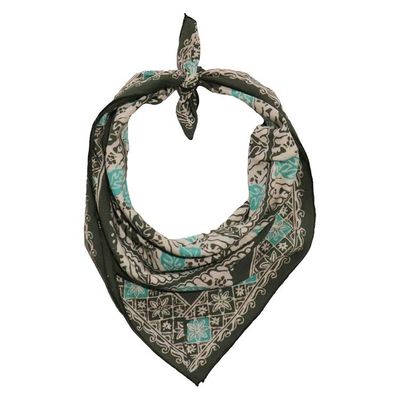 Alternate image for Batik Bandana, Soft Lightweight Cotton, Leaf Lovers, Hand Dyed, Lime Cream