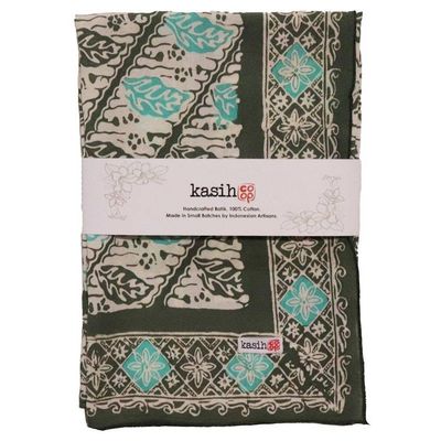 Alternate image for Batik Bandana, Soft Lightweight Cotton, Leaf Lovers, Hand Dyed, Lime Cream