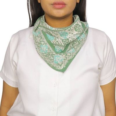 Alternate image for Batik Bandana, Soft Lightweight Cotton, Leaf Lovers, Hand Dyed, Lime Cream
