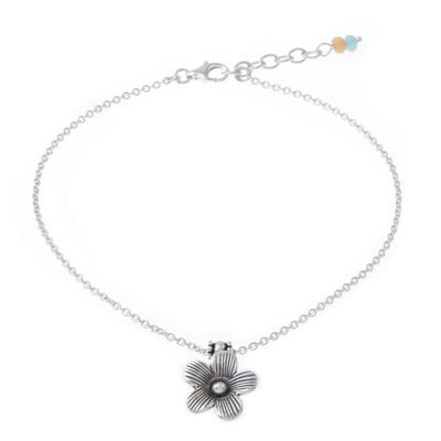 Alternate image for Handmade Quartz and Silver Floral Anklet from Thailand Charm in Bloom